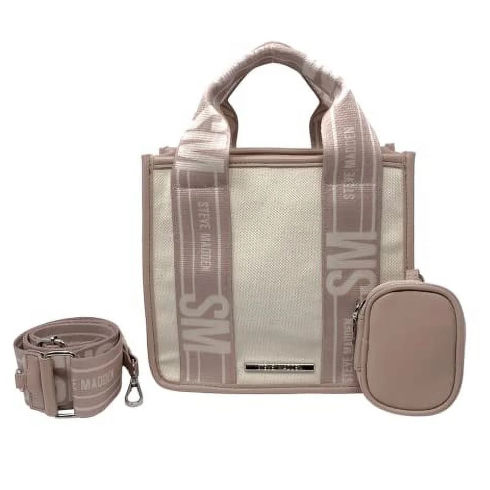 Steve Madden Canvas Crossbody Tote Set – NWT, Logo Strap + Bonus Pouch - Picture 5 of 6